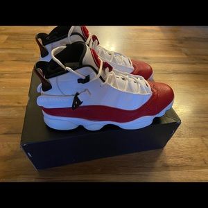 Nike air jordan 6 rings sz 11 red white black